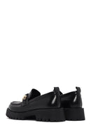 Women's Black Leather Patent Leather Masculine Loafer | Derimod