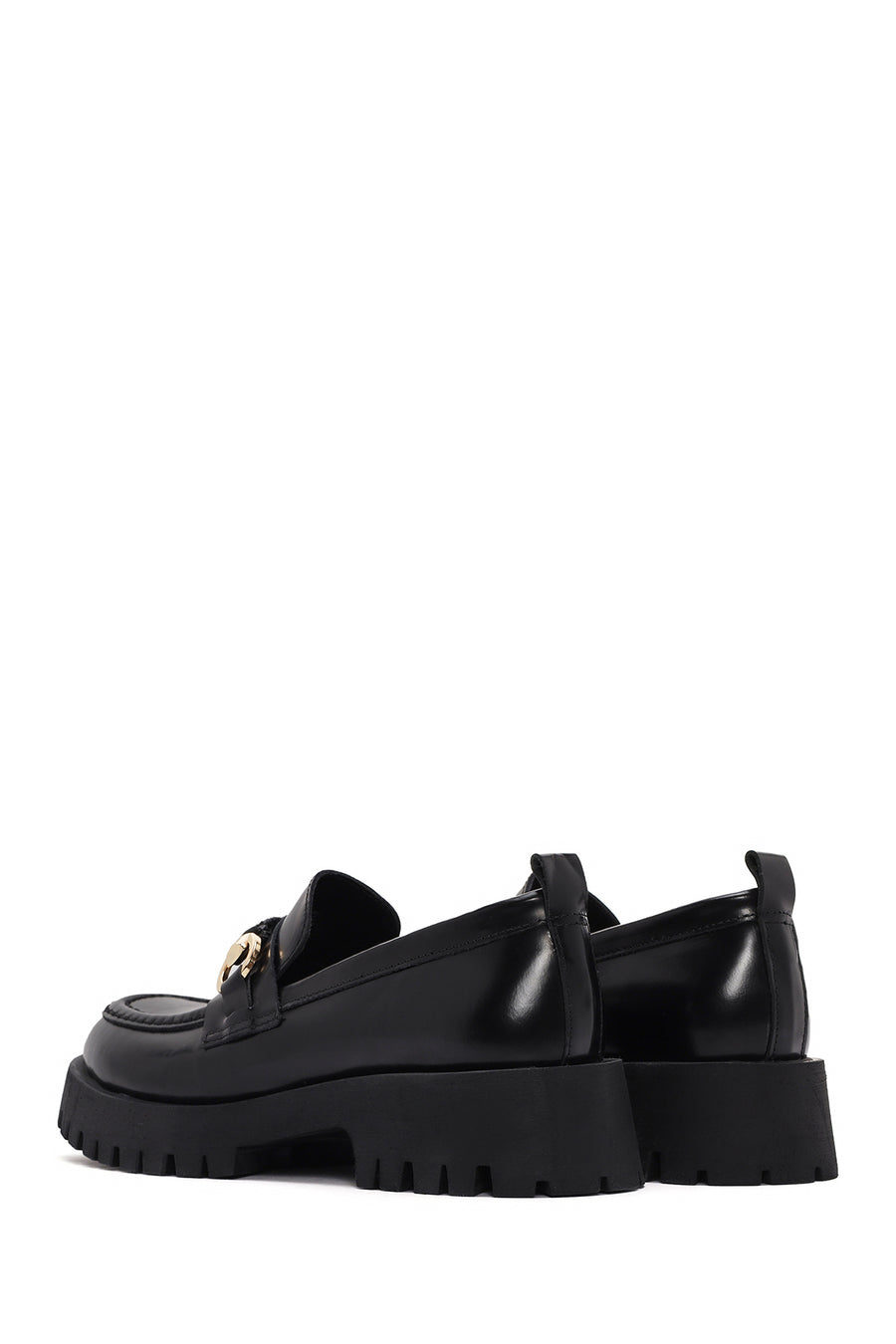 Women's Black Leather Patent Leather Masculine Loafer
