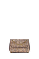 Women's Bronze Long Strap Stone Mini Clutch Evening Bag | Derimod