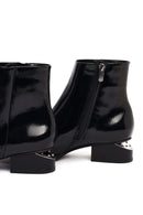 Women's Black Thick Short Heel Patent Leather Boot | Derimod