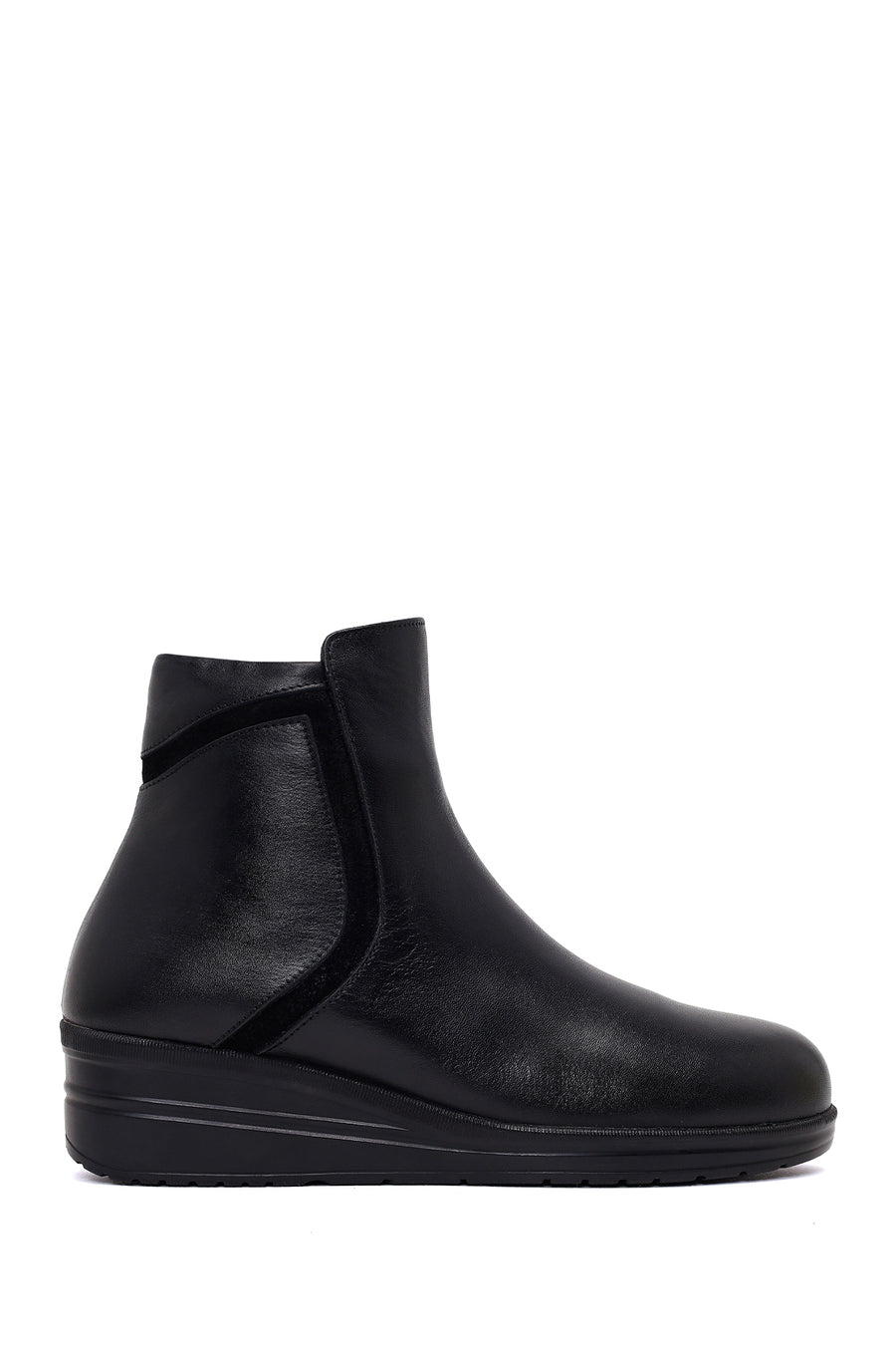 Woman Black Zip Closure Leather Comfort Boots AF410010DV | Derimod