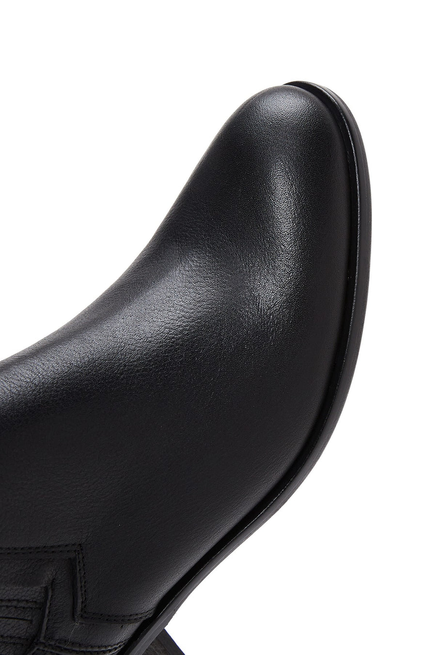 Woman Black Chunky Heels Leather Chelsea Boots