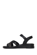 Women’s Black Ankle-Strap Leather Sandals | Derimod