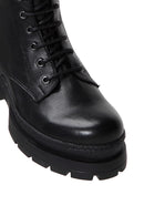 Women's Black Leather Zipper Boots | Derimod