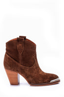 Women's Suede Leather Heeled Boots | Derimod