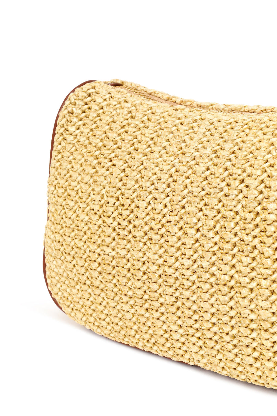 Woman Beige Long-Strap Wicker Crossbody Bag