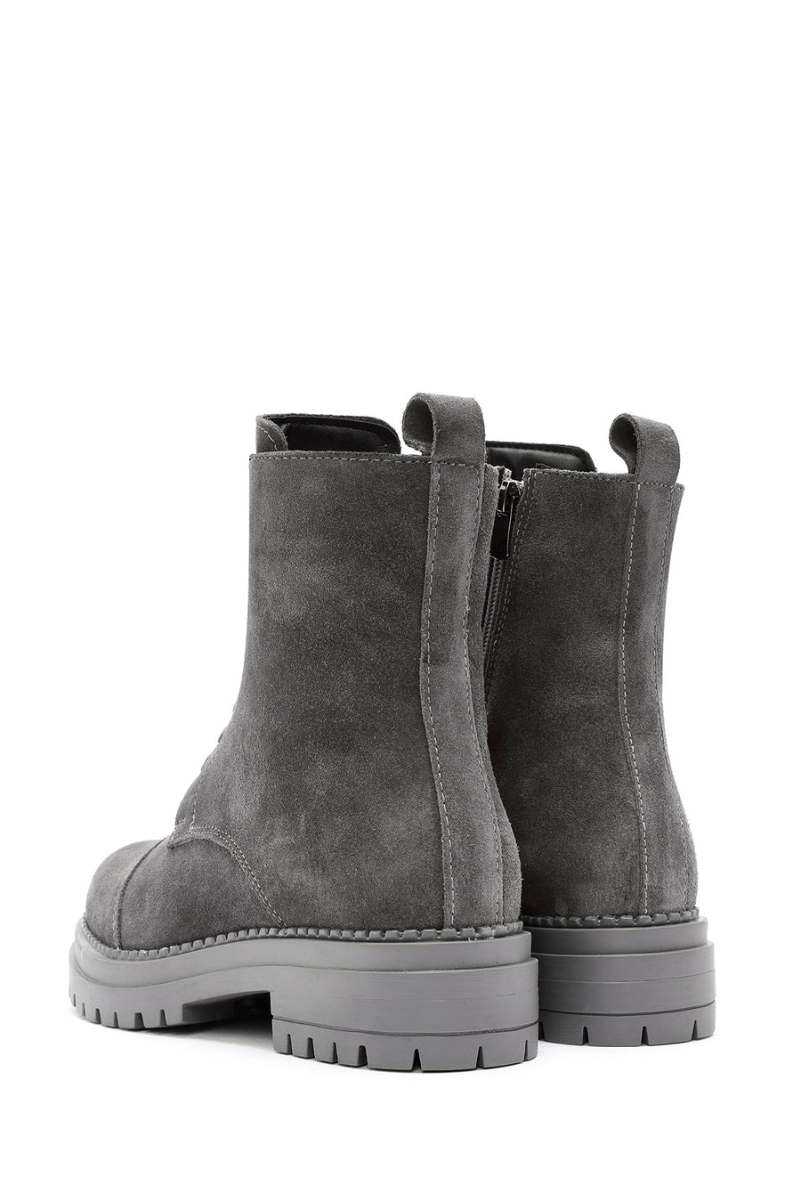 Women's Gray Suede Leather Boots