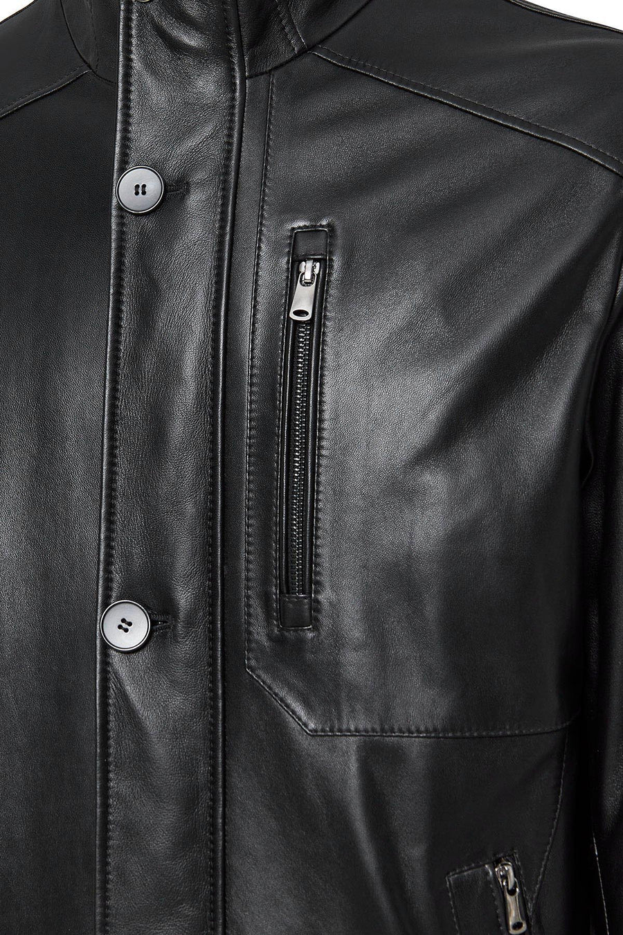 Nathan Men's Black Leather Coat