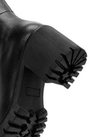 Woman Black Zip Closure Chunky Heeled Leather Boots | Derimod