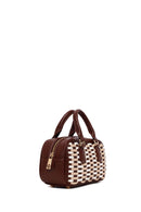 Woman Brown Long-Strap Braided Mini Shoulder Bag | Derimod
