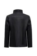 Diana Women's Black Oversize Leather Coat with Fur Collar | Derimod