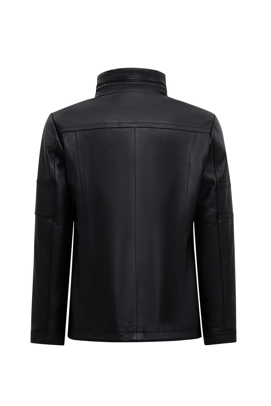 Diana Women's Black Oversize Leather Coat with Fur Collar