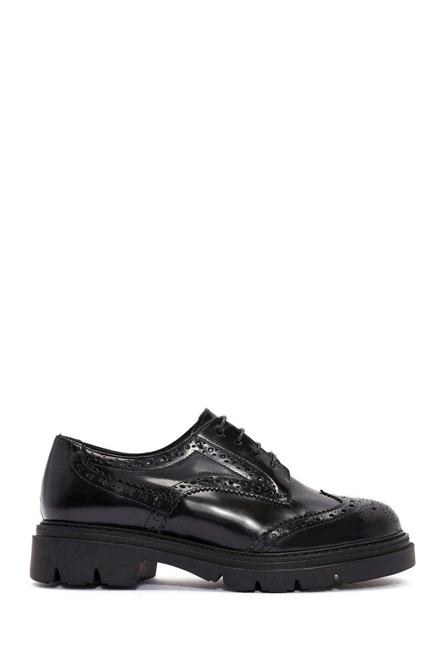 Women's Black Lace-Up Leather Oxford Shoes 24WFD162022 | Derimod