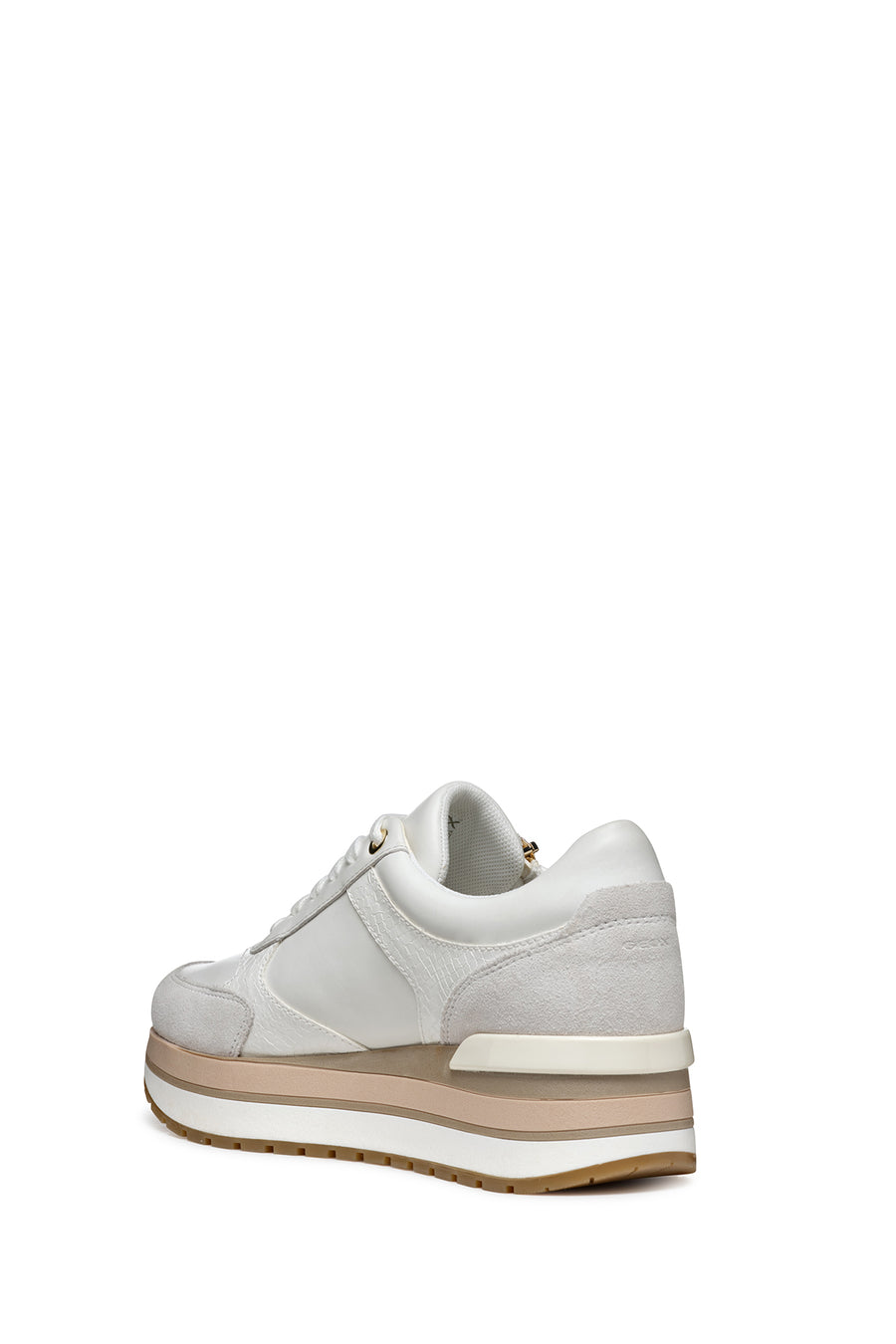 Geox Women's White New Kency Lace-Up Chunky Sole Sneaker