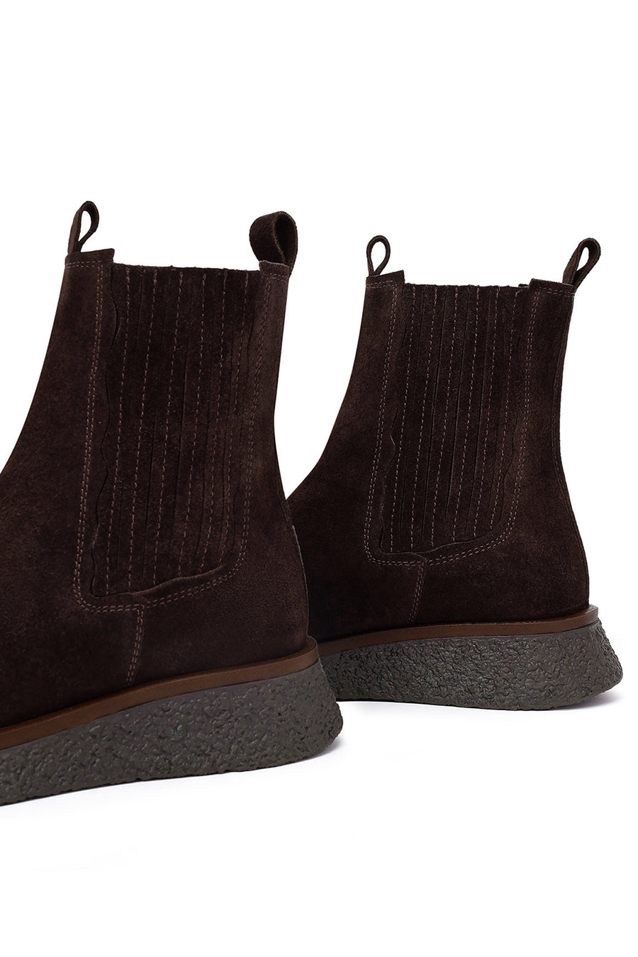 Woman Brown Thick-Soled Suede Chelsea Boots