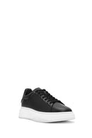 Male Black Lace-Up Thick-Soled Leather Sneaker | Derimod