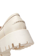 Women's Beige Leather Loafer | Derimod