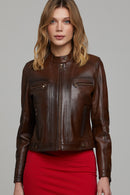 Sara Women's Leather Jacket | Derimod