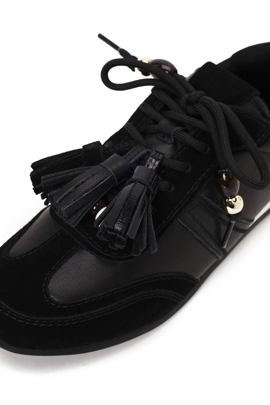 Kadın Siyah Bağcıklı Charmlı Leopar Deri Sneaker