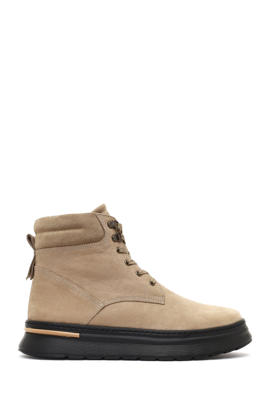 Men's Beige Lace-Up Thick-Soled Nubuck Leather Boots 25WFD7000V3 | Derimod