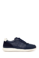 Erkek Lacivert Bağcıklı Deri Casual Sneaker | Derimod