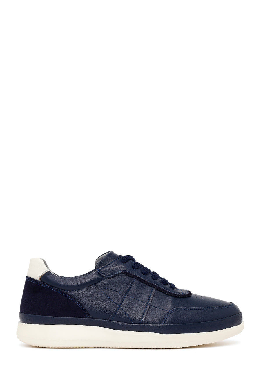 Erkek Lacivert Bağcıklı Deri Casual Sneaker 26SFD675314 | Derimod