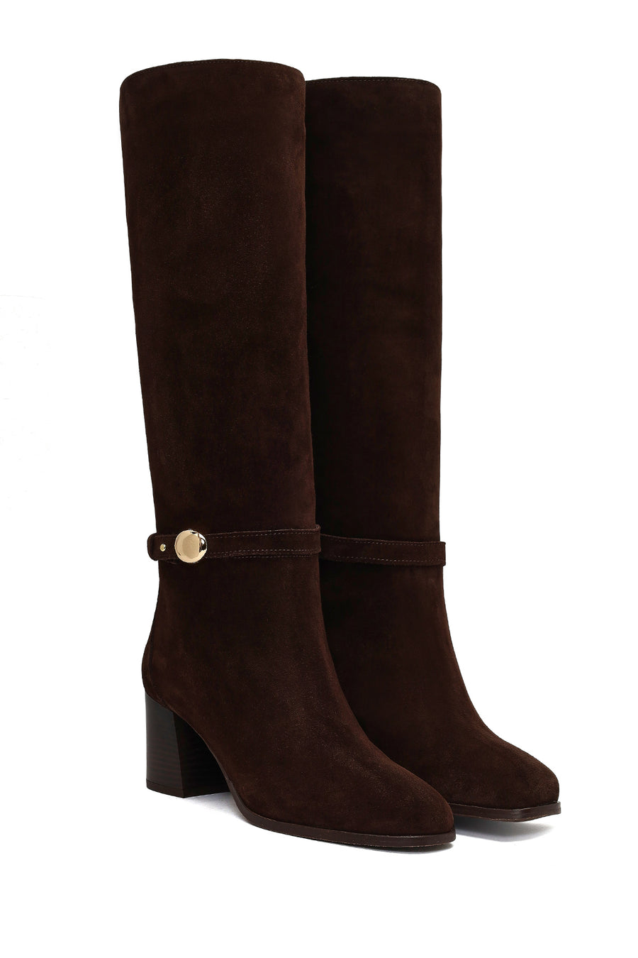 Women's Brown Buckled Suede Leather Boot