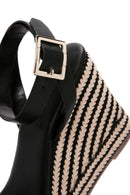 Women's Black Ankle Strap Wedge Heeled Sandals | Derimod