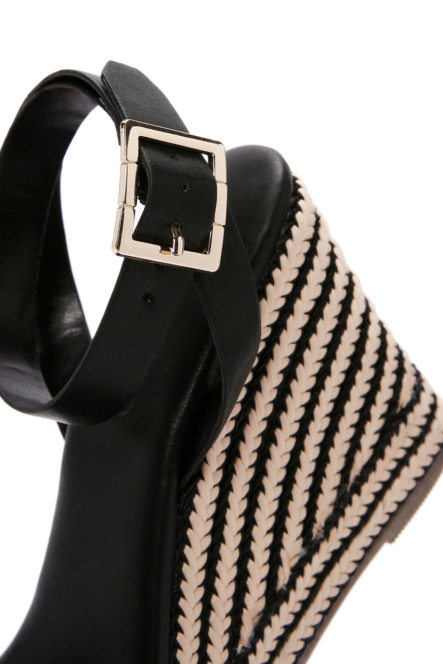 Women's Black Ankle Strap Wedge Heeled Sandals