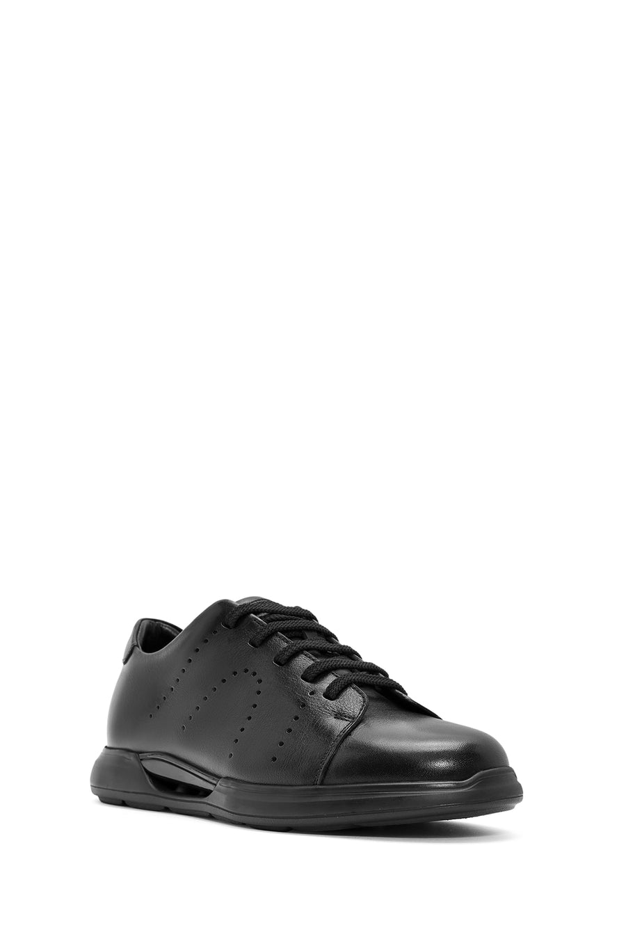 Men's Black Lace-up Leather Sneaker
