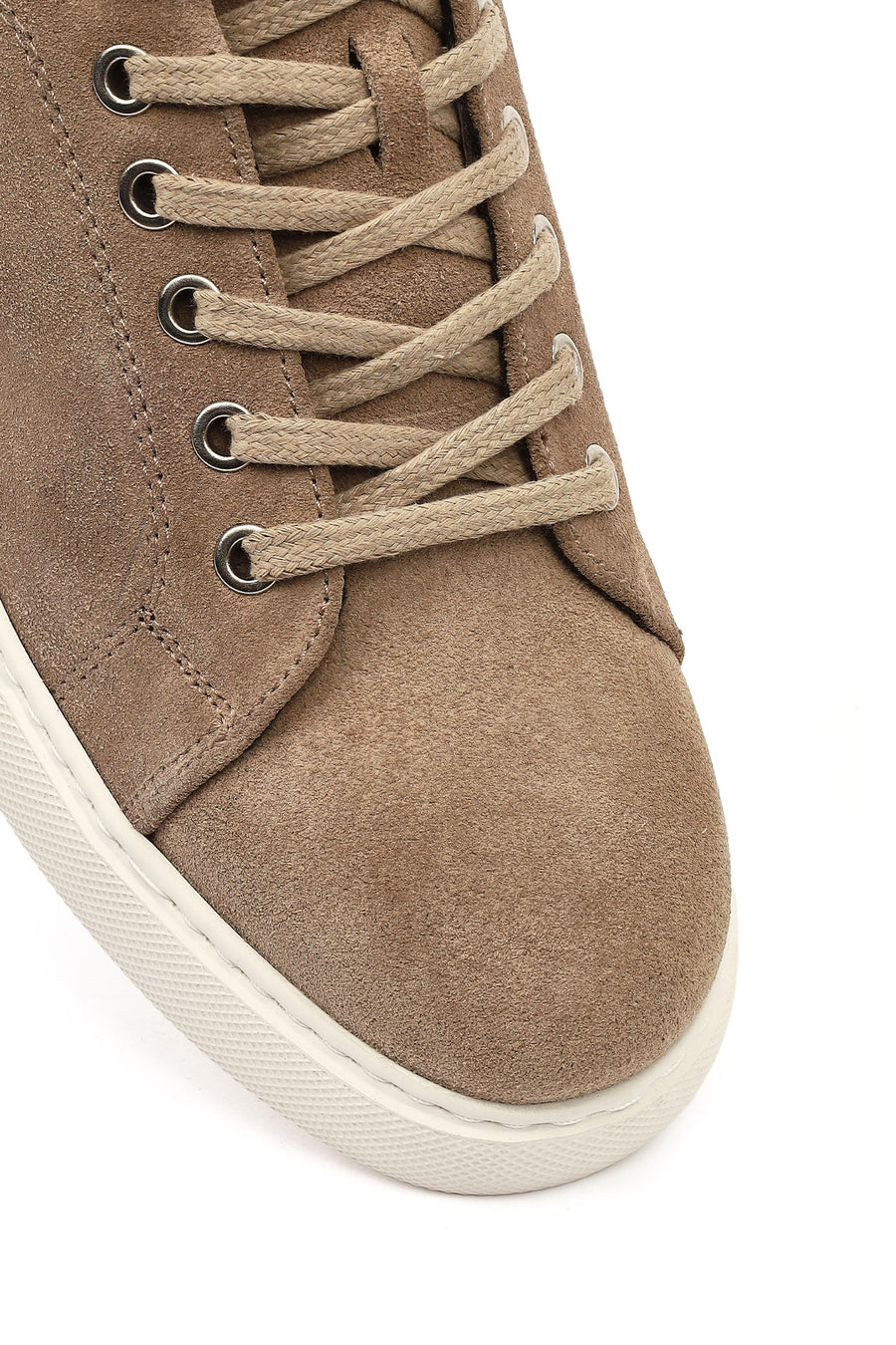 Erkek Vizon Bağcıklı Süet Deri Casual Sneaker