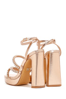 Women's Rose Gold Stone High Heel Sandals | Derimod