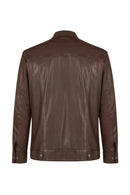 Dybala Male Brown Stand Collar Leather Jacket | Derimod
