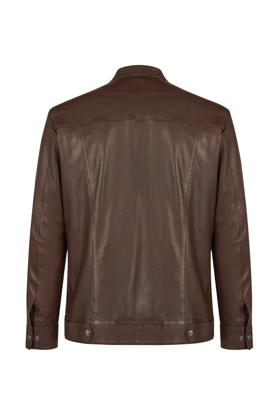 Dybala Male Brown Stand Collar Leather Jacket
