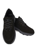 Male Black Lace-Up Thick-Soled Nubuck Leather Casual Sneaker | Derimod