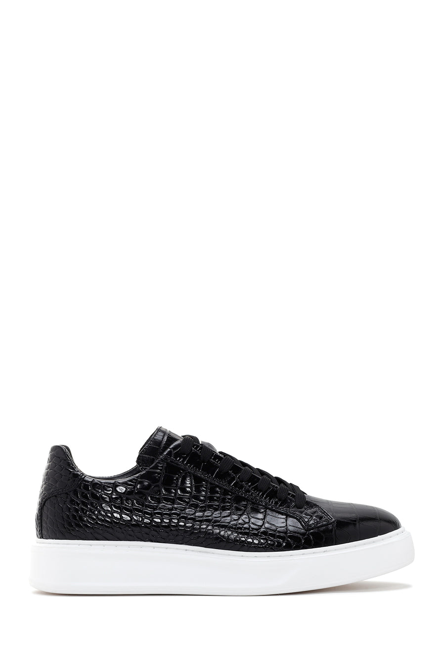 Men's Black Lace-up Leather Sneaker