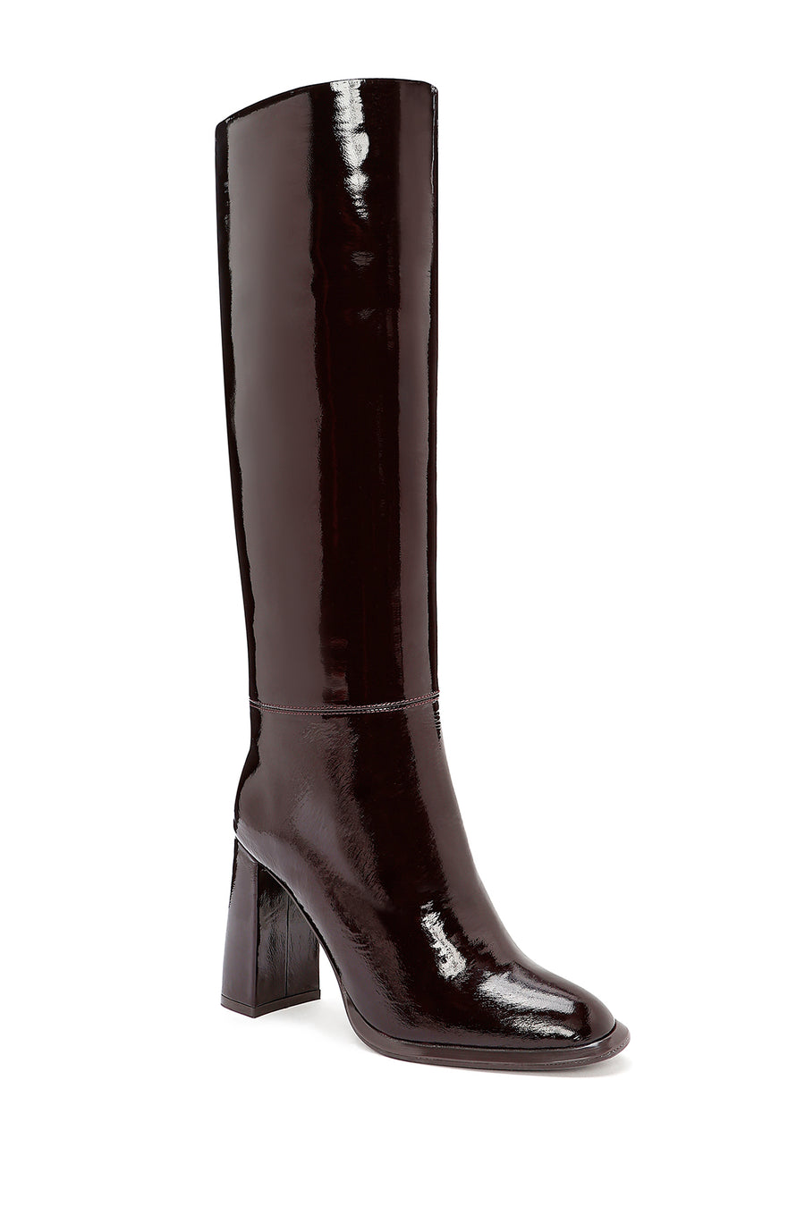 Women's Burgundy Thick Heeled Leather Boots