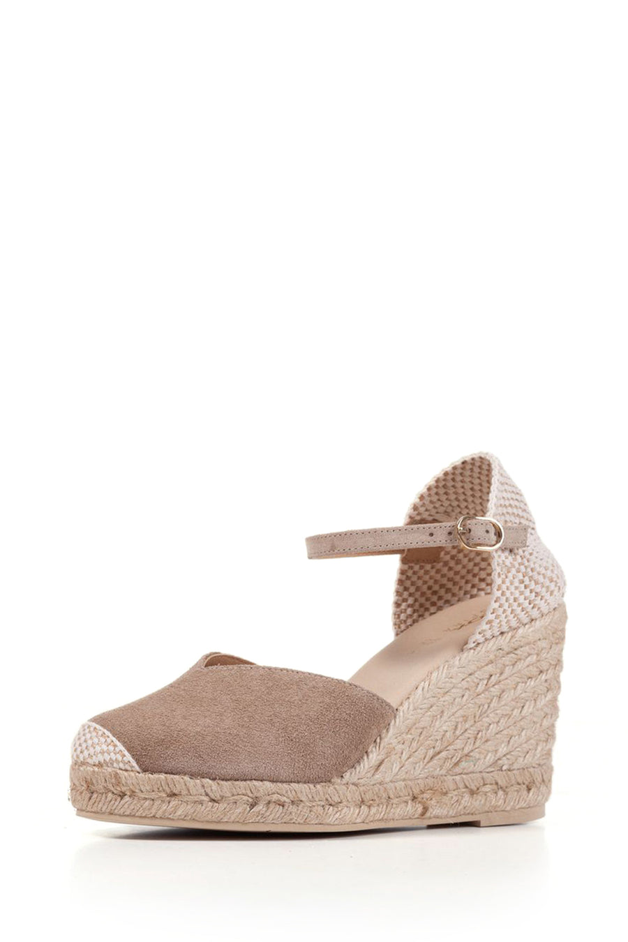 Geox Women's Beige Gelsa Wedge Heels Suede Leather Espadrille