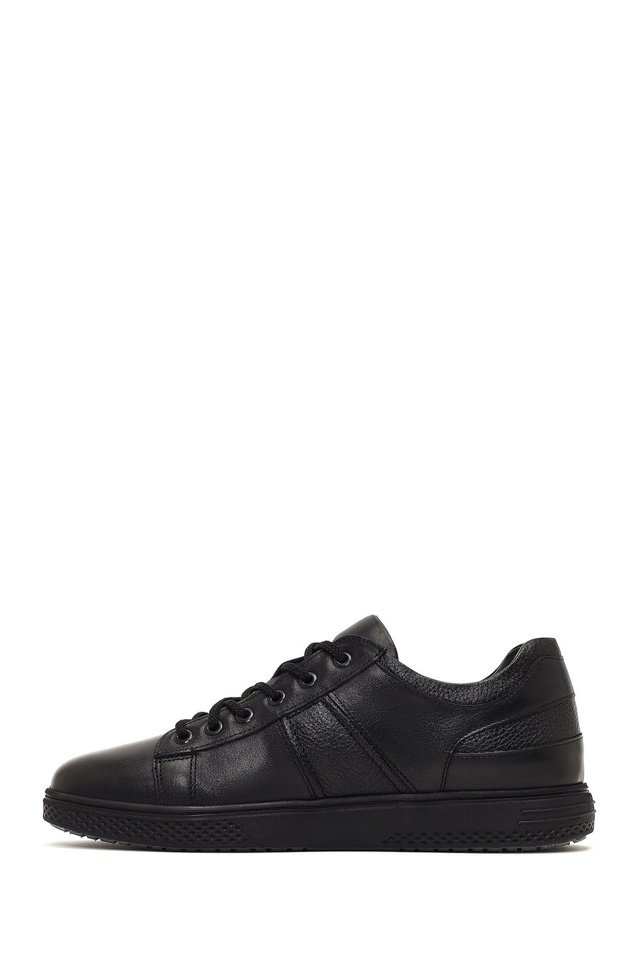 Men's Black Lace-Up Leather Casual Sneaker
