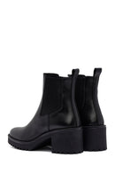 Woman Black Chunky Heels Leather Chelsea Boots | Derimod