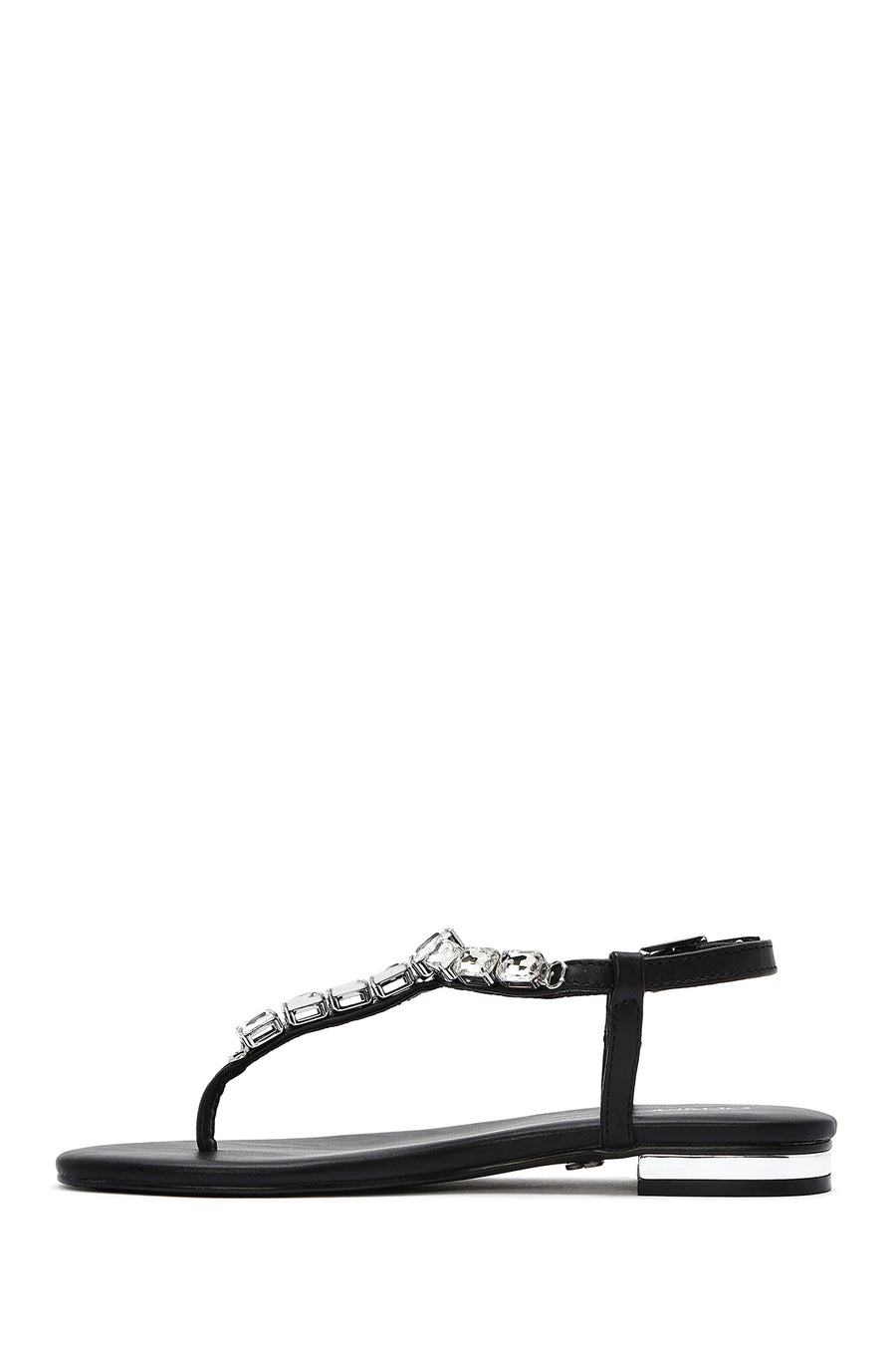 Women's Black Stone Toe-Post Sandals