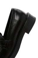 Women's Black Leather Masculine Casual Loafer | Derimod