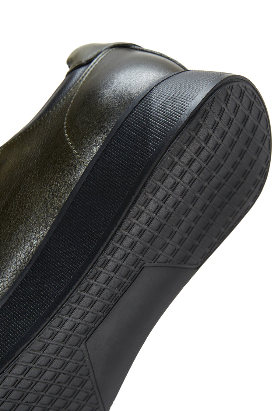 Erkek Haki Deri Fermuar Detaylı Kalın Tabanlı Sneaker