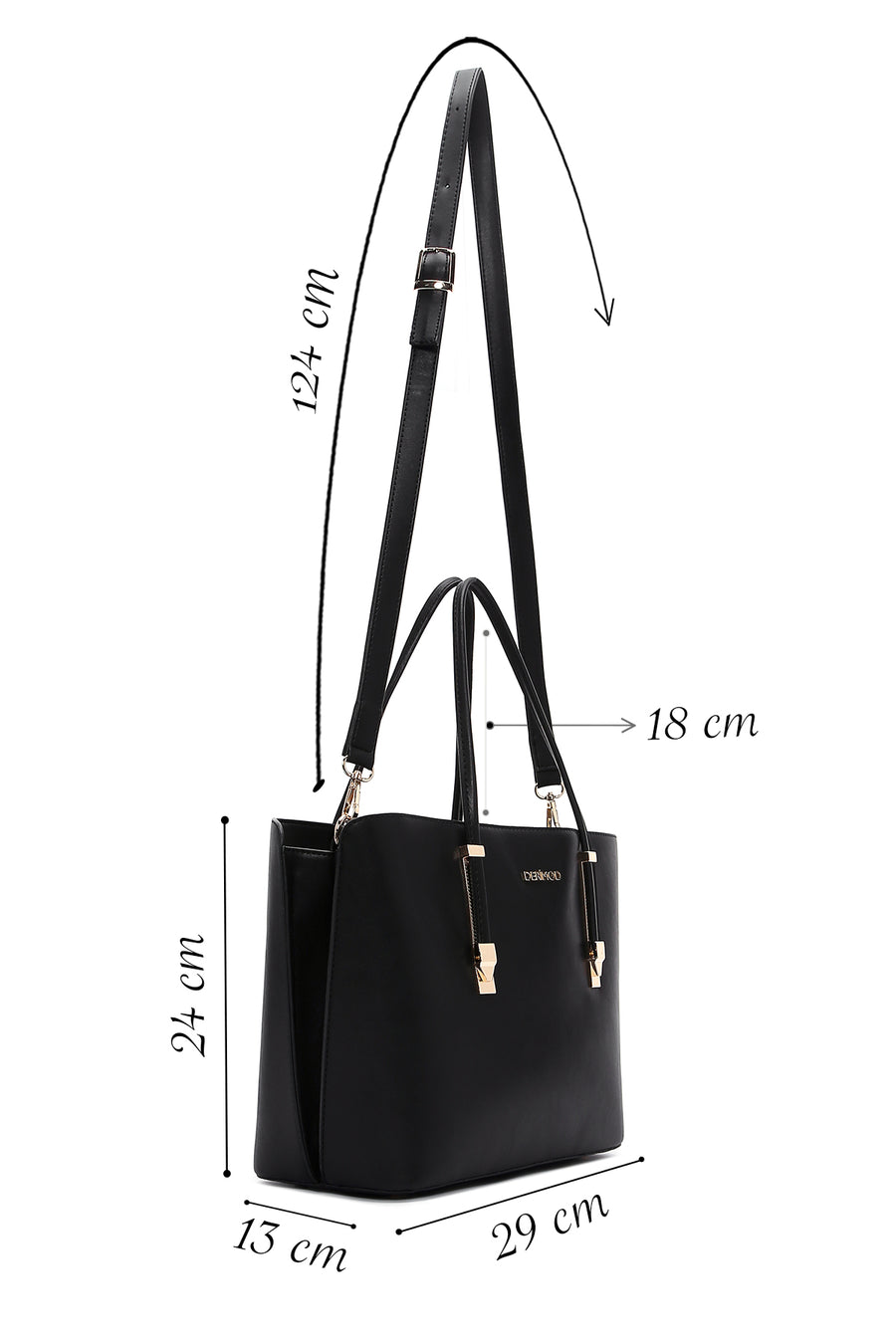 Women's Black Long Strap Classic Shoulder Bag