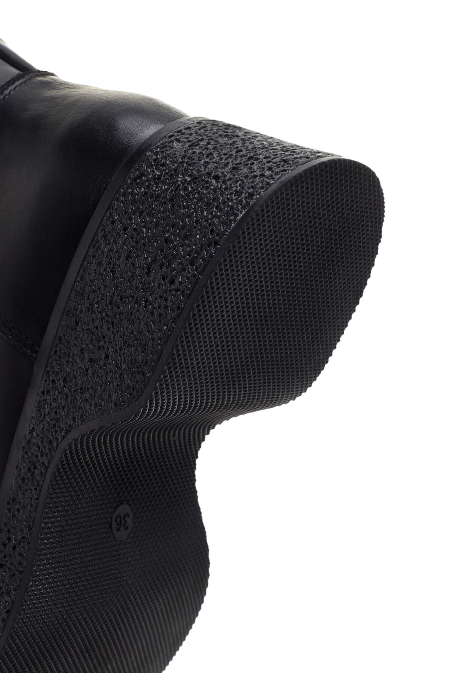 Women's Black Thick Soled Zippered Leather Classic Boots