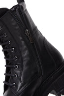 Women's Black Boots Zippered Leather Boots | Derimod