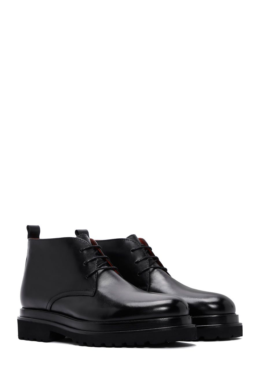 Men's Black Thick Soled Leather Boots