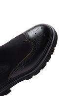 Men's Black Leather Chelsea Flat Boots | Derimod