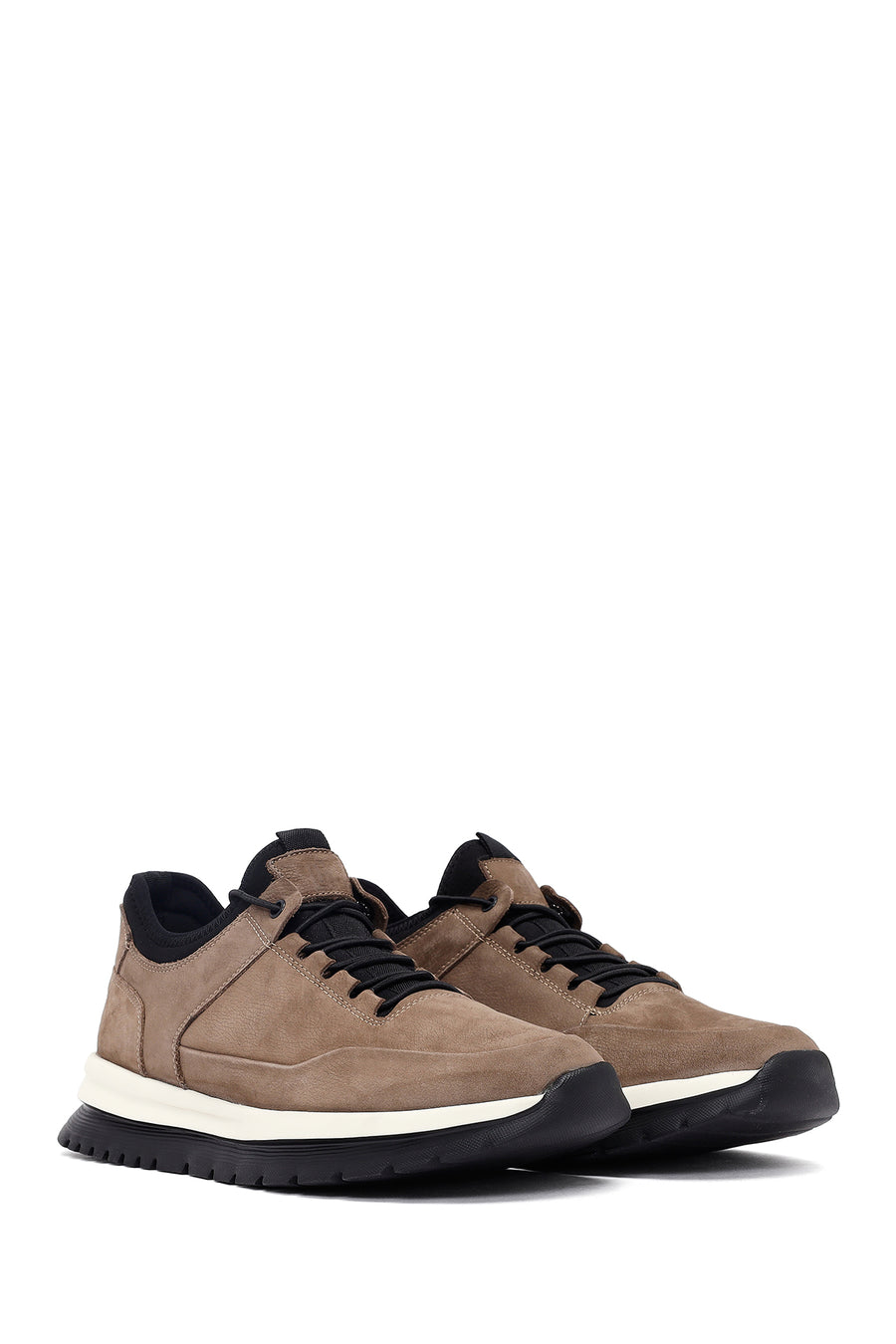 Male Mink Lace-up Thick-soled Nubuck Leather Casual Sneaker