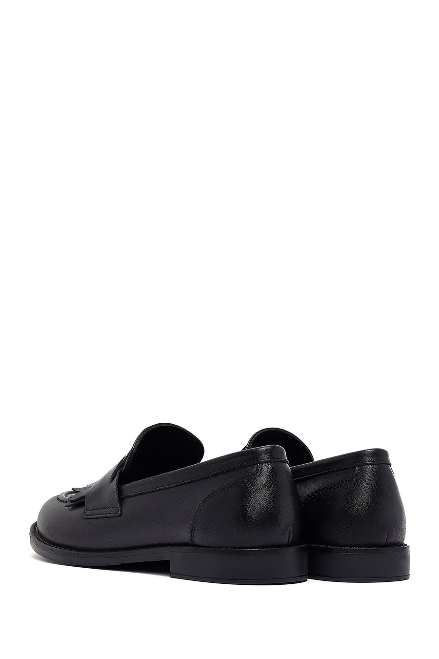 Woman Black Leather Masculine Loafer